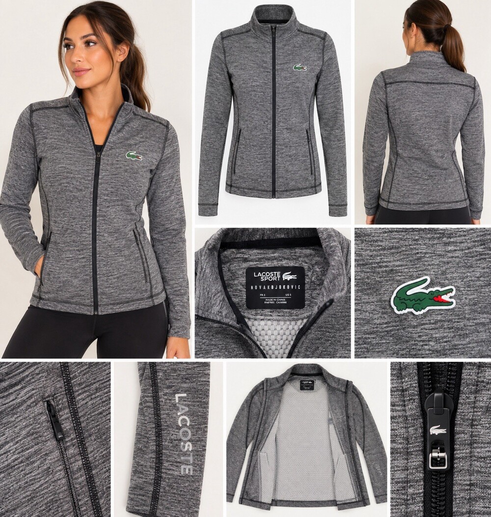 LACOSTE Microfleece Jacket Women's Sz Small Gray